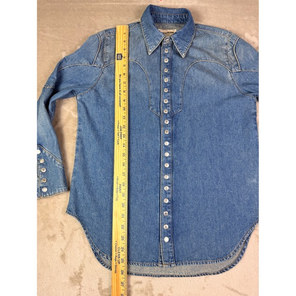 Zadig & Voltaire Thelmus Denim Western Shirt Size Medium Wash Blue Cotton Womens - Picture 11 of 13